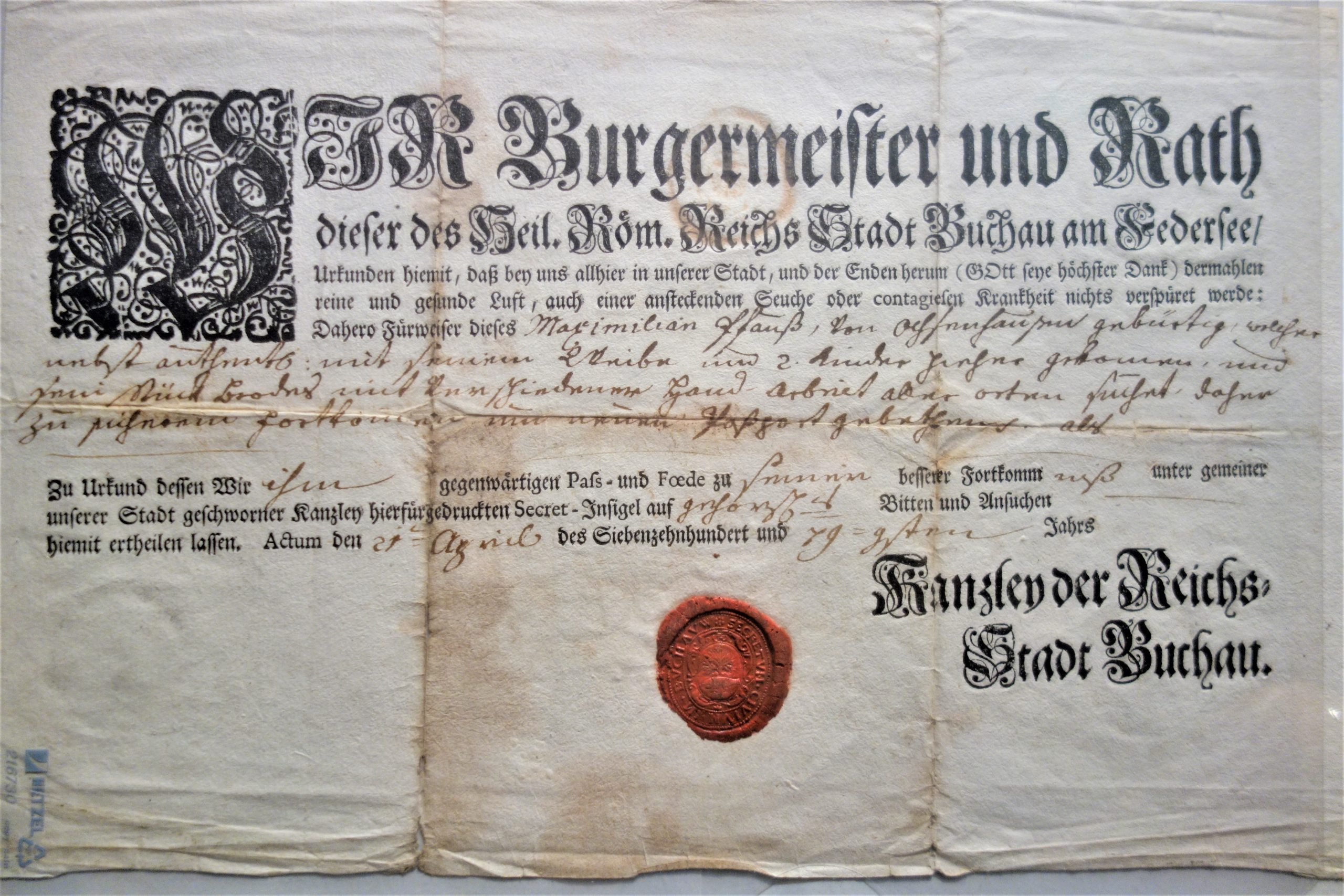 Pass der Reichstadt 1777